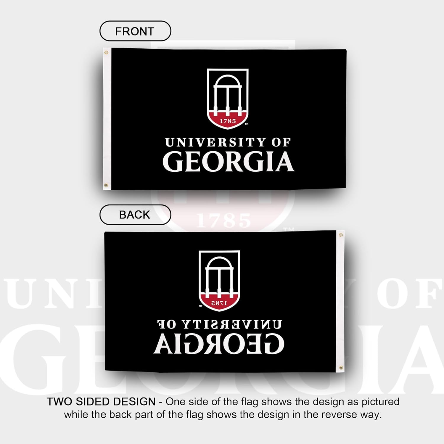 Desert Cactus University of Georgia Flag Bulldogs UGA Dawgs Banners 100% Polyester Indoor Outdoor 3x5 feet Flags (Design 9) - Image 2