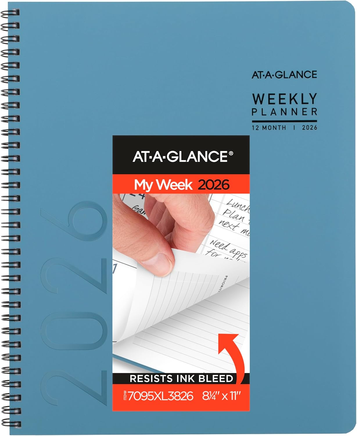 AT-A-GLANCE 2026 Planner, Weekly & Monthly, 8.25" x 11", Large, Contemporary Lite, Sky Blue (7095XL3826)