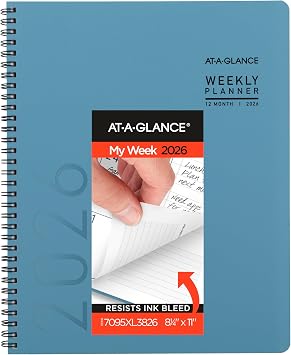 AT-A-GLANCE 2026 Planner, Weekly & Monthly, 8.25 x 11, Large, Contemporary Lite, Sky Blue (7095XL3826)