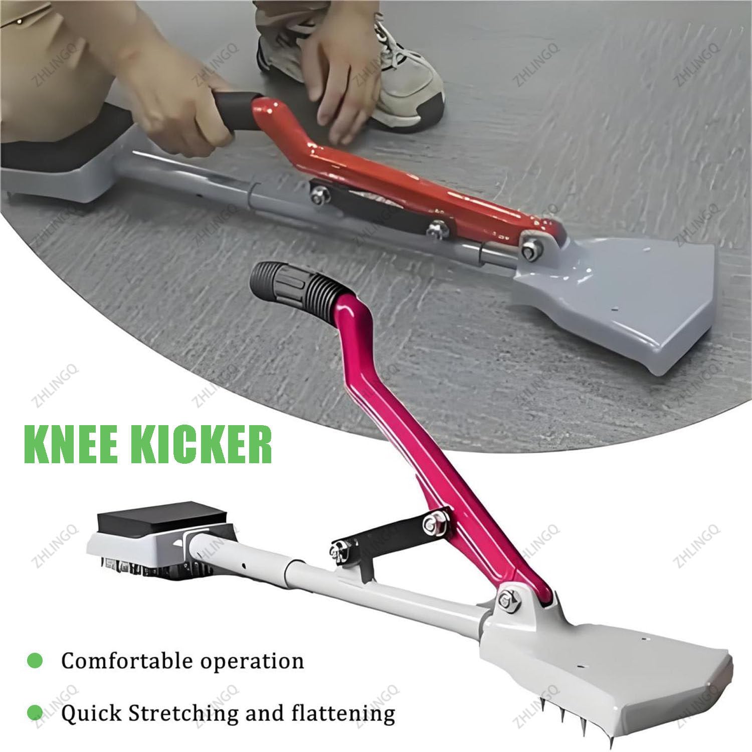 Outil pour Tapis sans Genou, Tendeur De Tapis sans Genou, Kit D'outils Ergonomique pour Tendeur De Tapis, Kit D'outils D'installation De Tapis avec Poignée Télescopique Et Base Rembourrée
