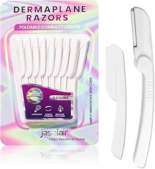Dermaplaning Tool (9 Count) – Easy to Use Dermaplane Razor for Face – Practical Hair Remover Blade for Eyebrows and Peach Fuzz – Facial Shaver for Women That Helps Exfoliate and Smooth the Skin