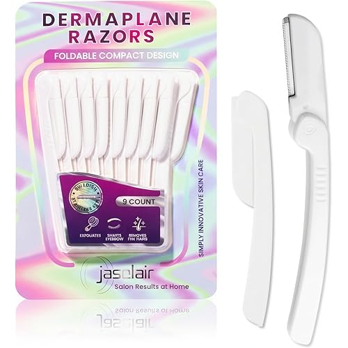 Jasclair Dermaplaning Razor (9 Count) – Face Razors for Women for Peach Fuzz, Eyebrow Shaping & Gentle Exfoliation – At Home Facial Shaver for Smooth Skin & Flawless Makeup Prep