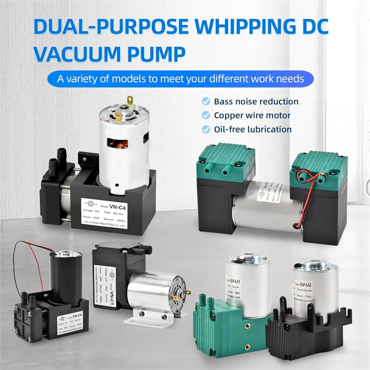 12V/24V DC Diaphragm Vacuum Pump Electric Negative Pressure Suction Vacuum Pump(24V,VN-C4)