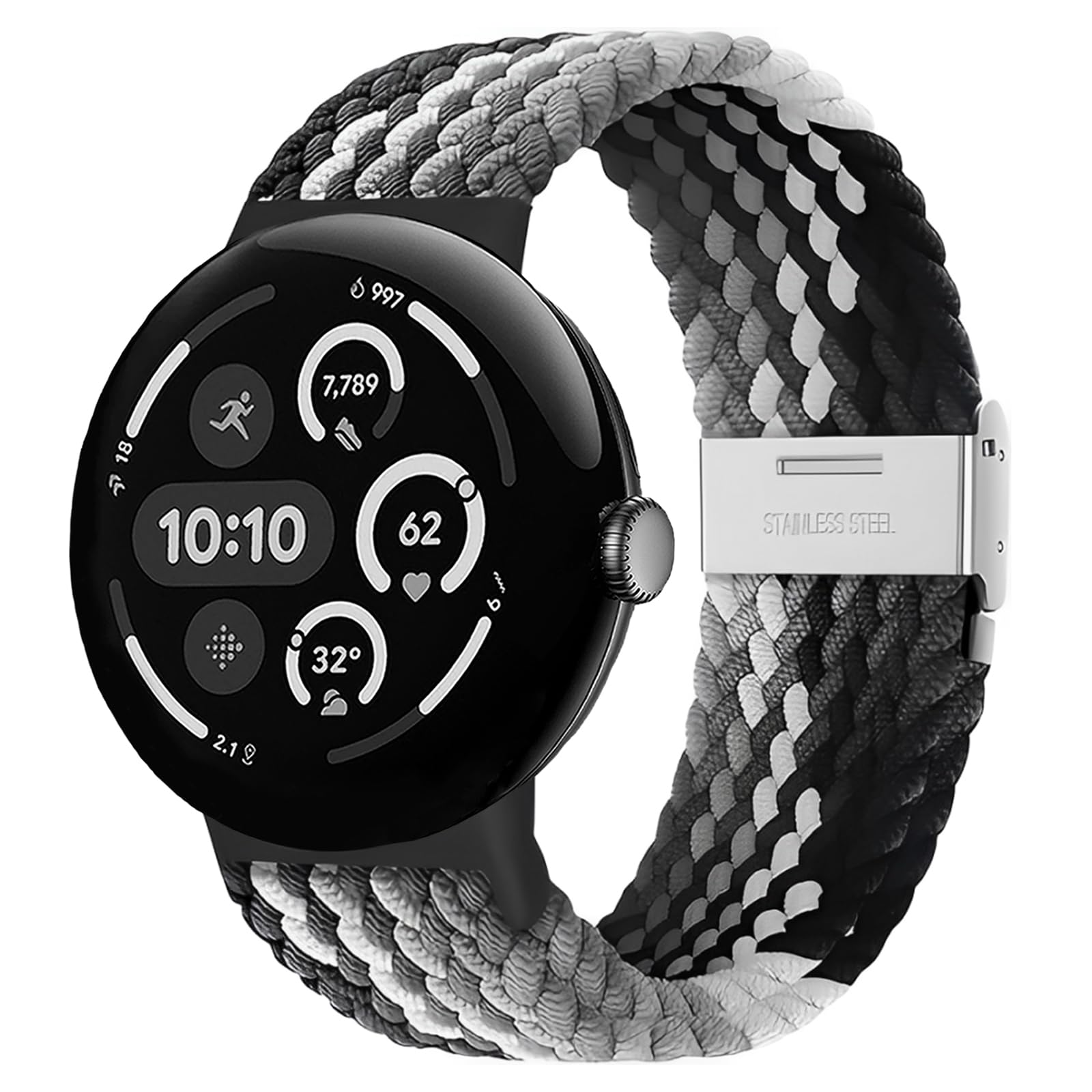 HAYONLIY Nylon Braided Stretchy Band Compatible for Google Pixel Watch 3 (45mm), Elastic Soft Breathable Sport Adjustable Strap for Google Pixel Watch 3 Men Women