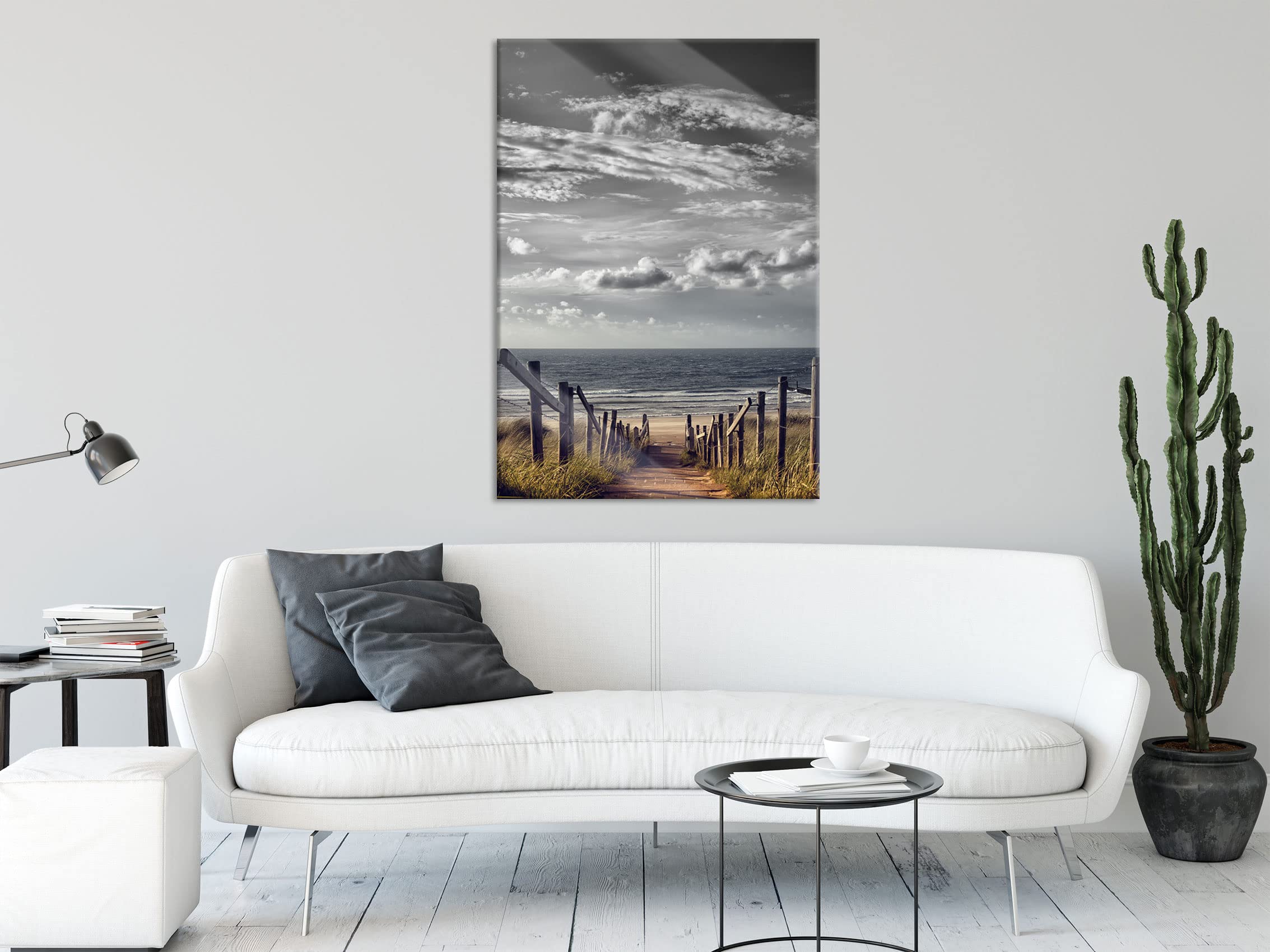 Pixxprint Glasbild, Wandbild aus Echtglas, Weg zum Strand am Meer, 60x80 cm, inkl. Aufhängung und Abstandshalter