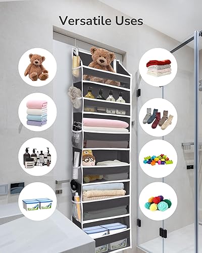 Miniatura 7 de ULG Organizador sobre la puerta con 6 bolsillos grandes, 12 bolsillos laterales, capacidad de peso de 50 libras, organizador para colgar en la