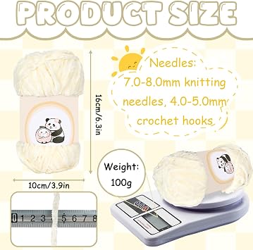 Chenille Yarn Set 5×500g, 5 Pack Plush Chunky Wool for Crochet & Knitting