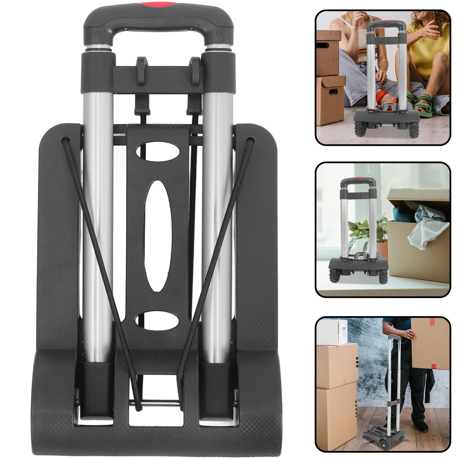 Carrello Portapacchi Pieghevole Leggero con Ruote Resistenti e Manico Regolabile Carrello Spesa Richiudibile Compatto per Bagaglio e Trasporto Versatile