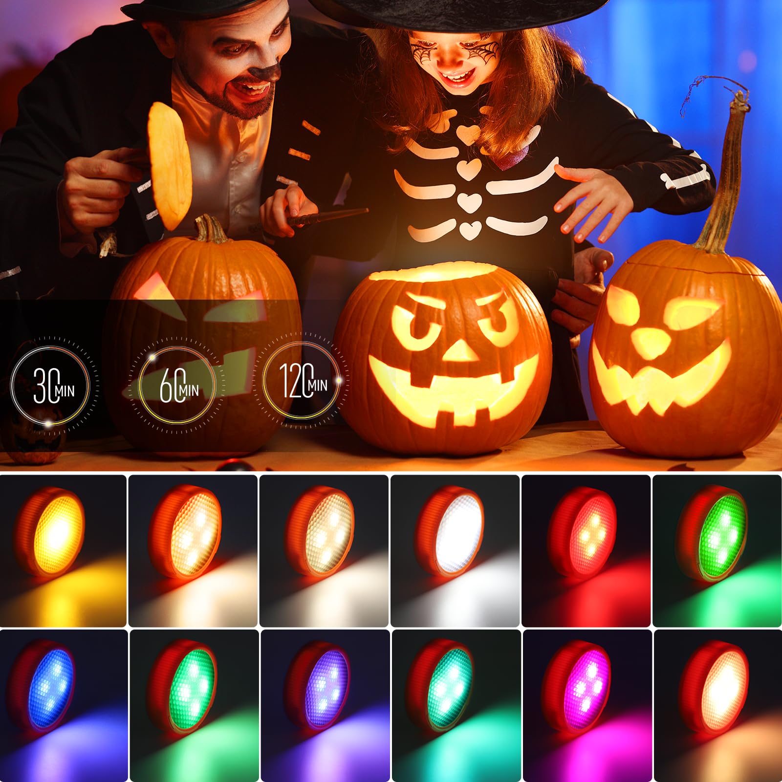 Litake Halloween Kürbis Lichter 4-tlg - LED Mit Fernbedienung & Timer
