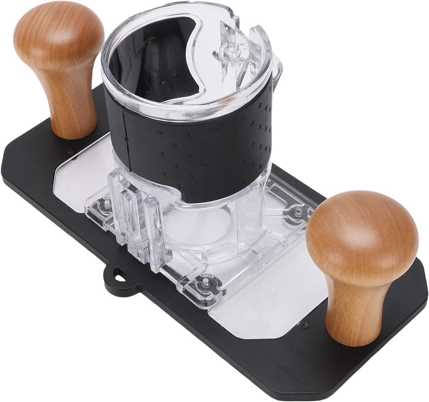 Woodworking Router Base Trimmer Base Milling Base Transparent Protective Cover for 63.5-65mm Trimmer with Aluminum Alloy Beech Wood Construction Slotting Bracket Flip Board