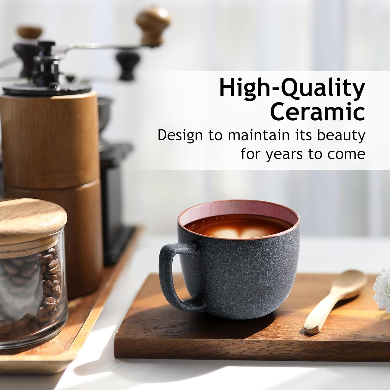 MIAMIO - 6 x 16 oz. coffee cups/mug set/coffee cup large/modern stoneware coffee mugs - Las Palmitas Collection - Image 4