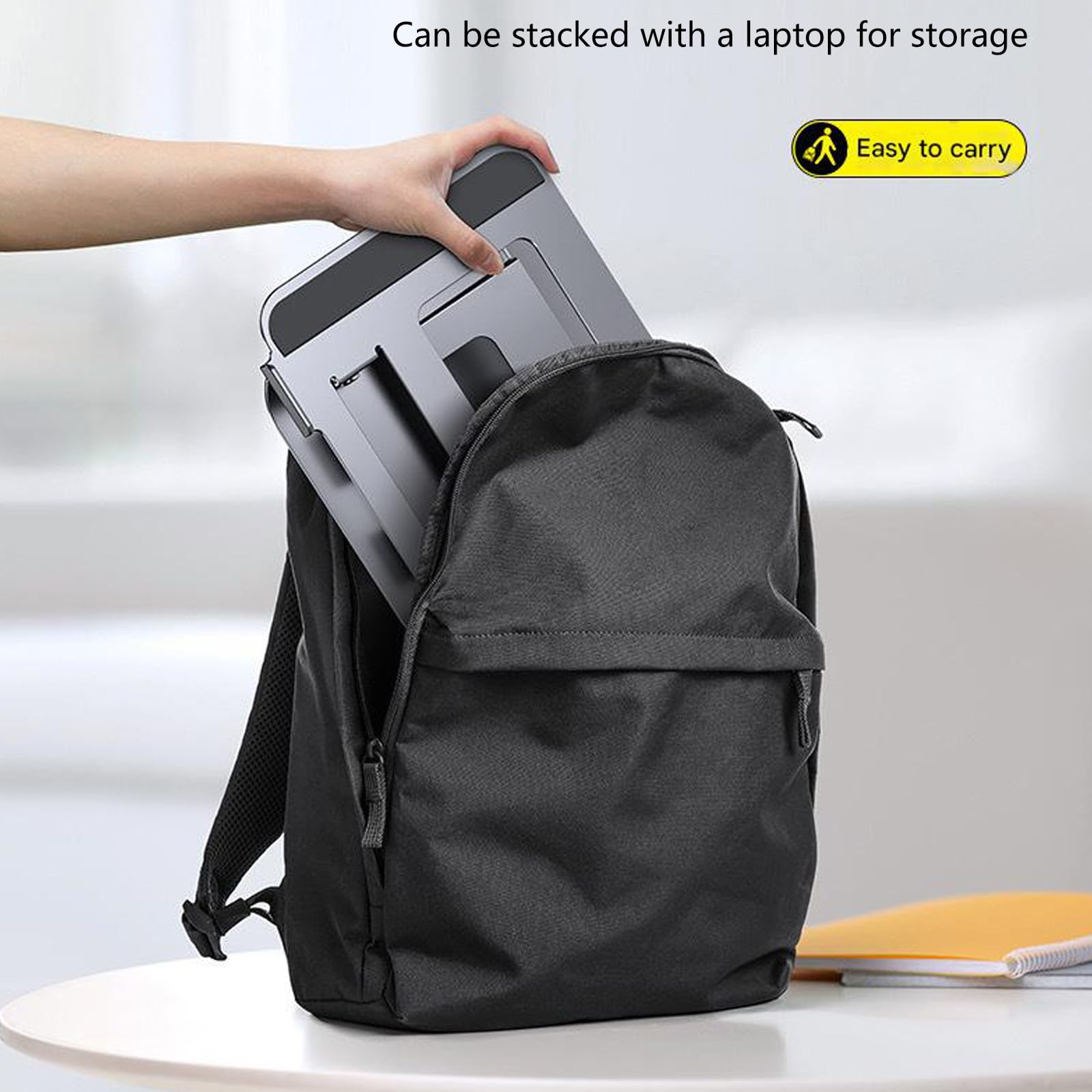 Supporto pieghevole per laptop a 3 strati, regolabile con 4 onde, supporto per notebook da 17,3 pollici, supporto per telefono regolabile in acciaio al carbonio e silicone