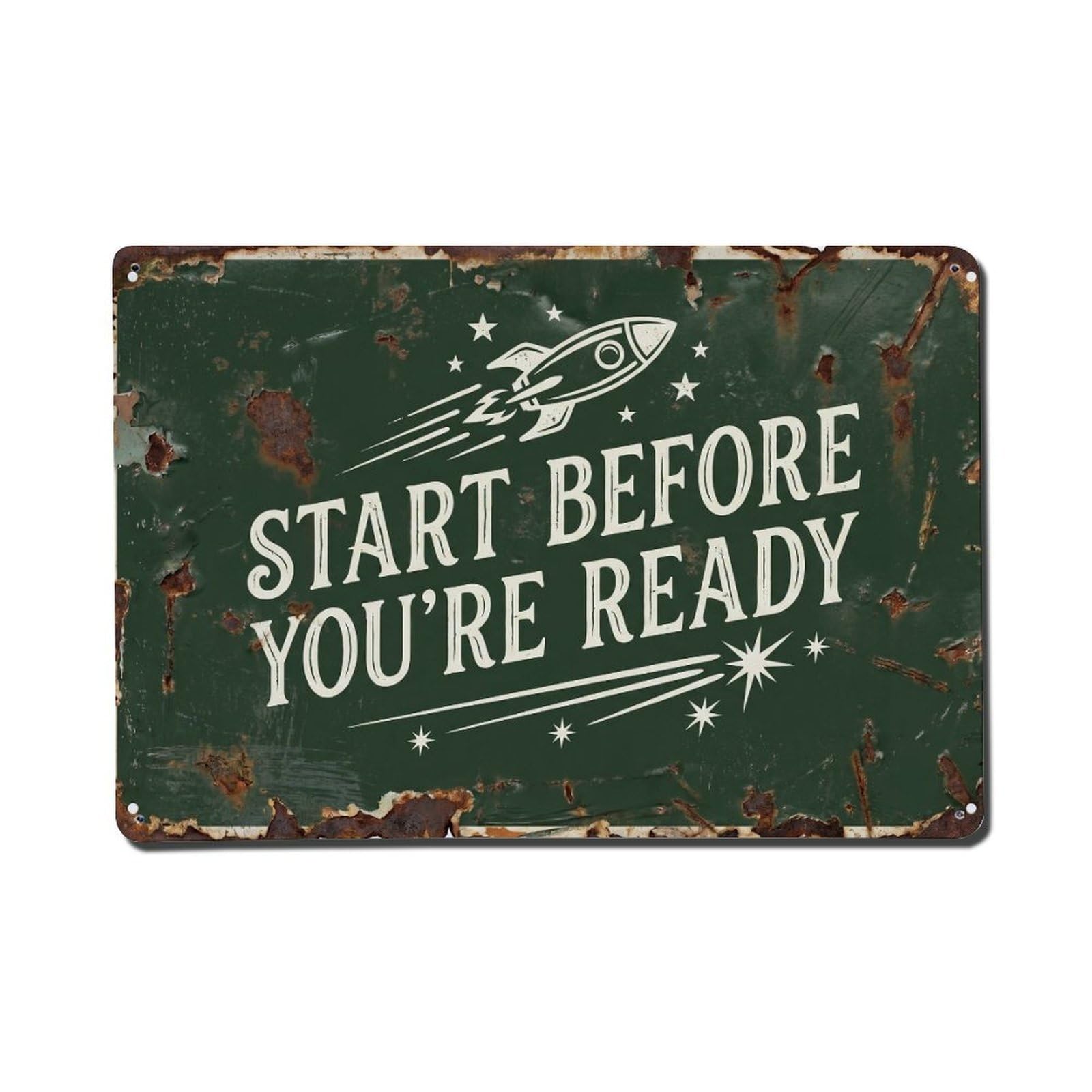 Cmhok Vintage Style Start Before You're Ready Entrepreneur Retro Motivational Slogans Metal Tin Sign Wall Decor For Cafe, Club, Garden Metal Poster 8X12inch