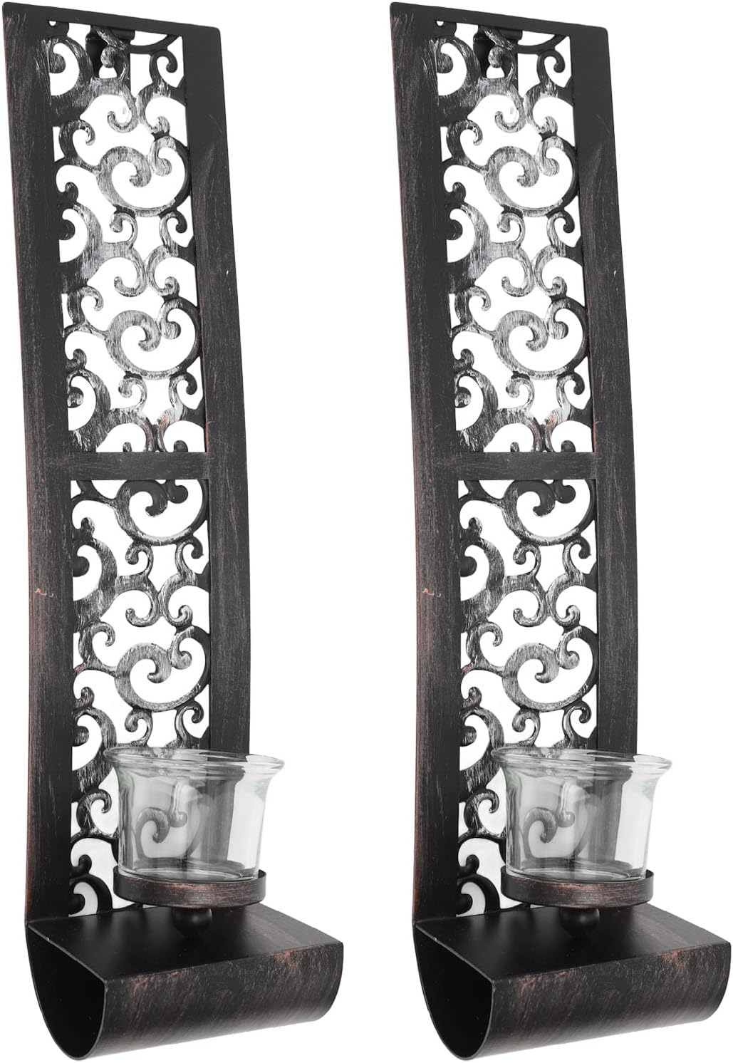 Wall Candle Sconce Holder, 2pcs Hanging Wall Candleholders Antique Set of 2 Candle Scones, Exquisite Iron Wall Art Decorations for Living Room Bathroom Home Restaurant Office
