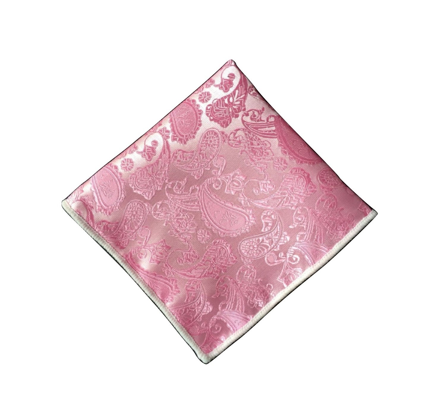 L&L® Hand Made Men Paisley Jacquard Silk square Wedding pocket Hanky Handkerchief (Pink)