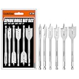 Luckyway 6-Piece 3/8 Inch to 1 Inch Spade Drill Bits Set for Wood, Plastic, Aluminum Hole Cutting