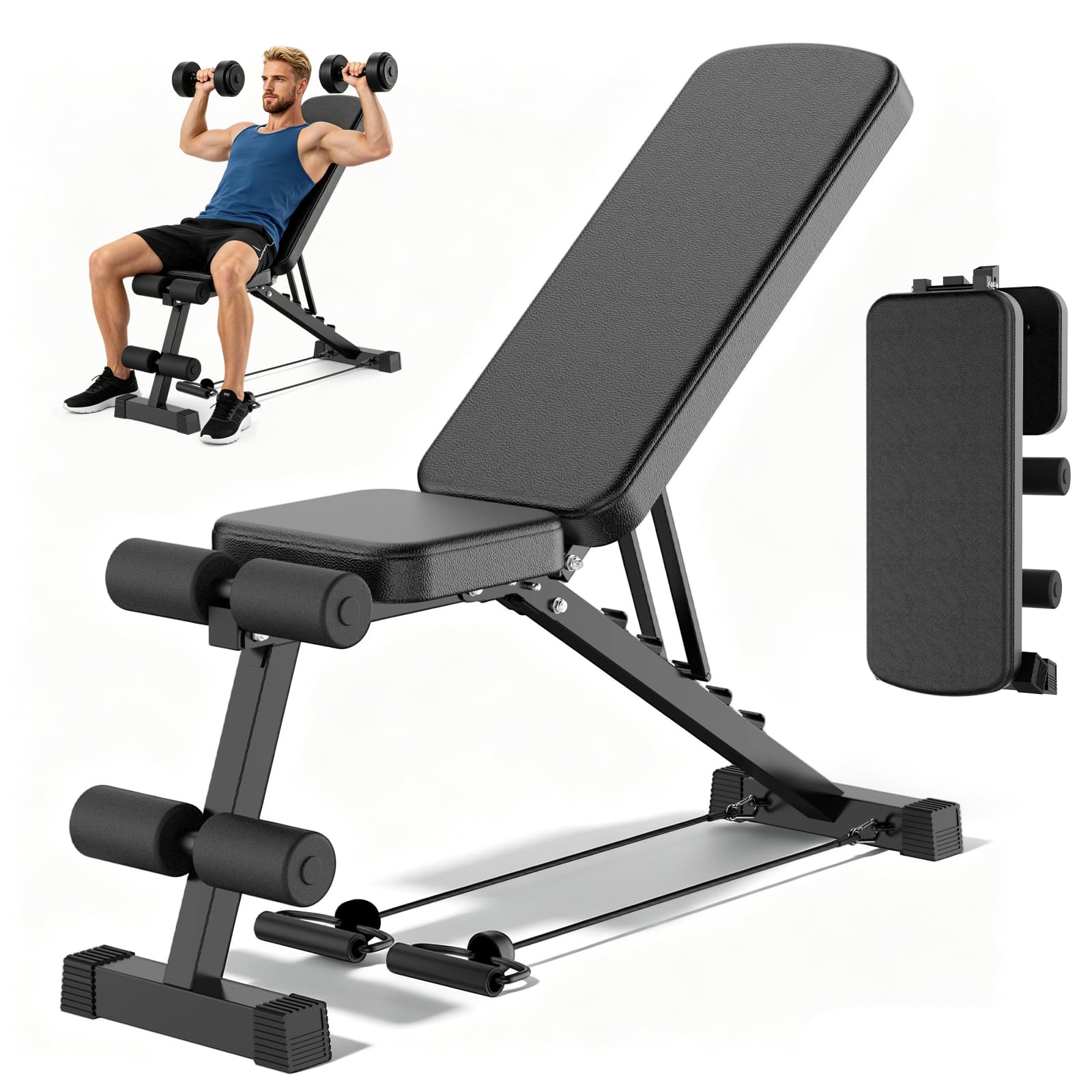 Adjustable Weight Bench 500 LBS, 10-in-1 Foldable Workout Bench — image 1