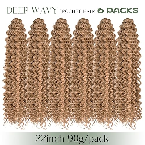 Miniatura 5 de Extensiones de cabello rizado con ganchillo con ondas oceánicas, paquete de 6 unidades, 22 pulgadas, #27 (22 pulgadas, paquete de 6, #27)