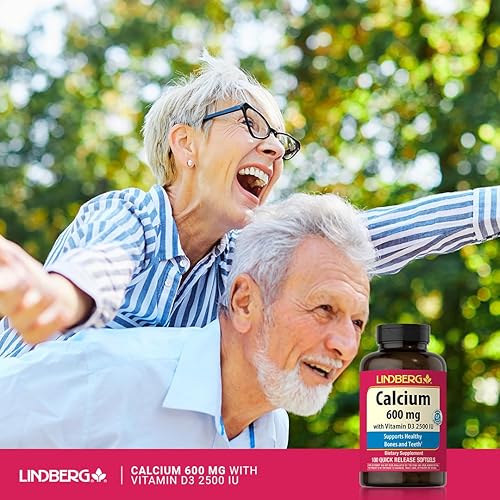 Miniatura 6 de Lindberg Calcio 600 mg con vitamina D3  100 cápsulas blandas  2500 UI D3  Suplemento sin OMG, sin gluten