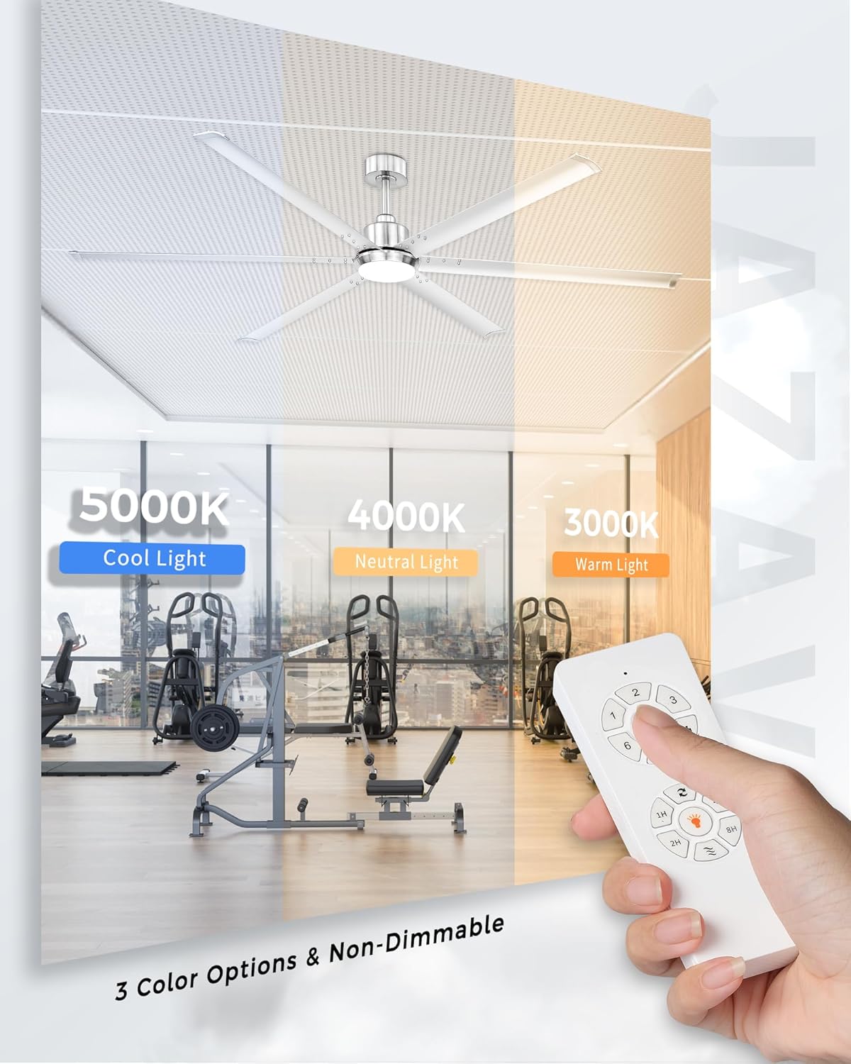 84 Inch Ceiling Fan with Light, Industrial Aluminum Blades, DC Motor 6 Speed Reversible,Covered Outdoor Garage, Brushed Nickel,CF06BN-84