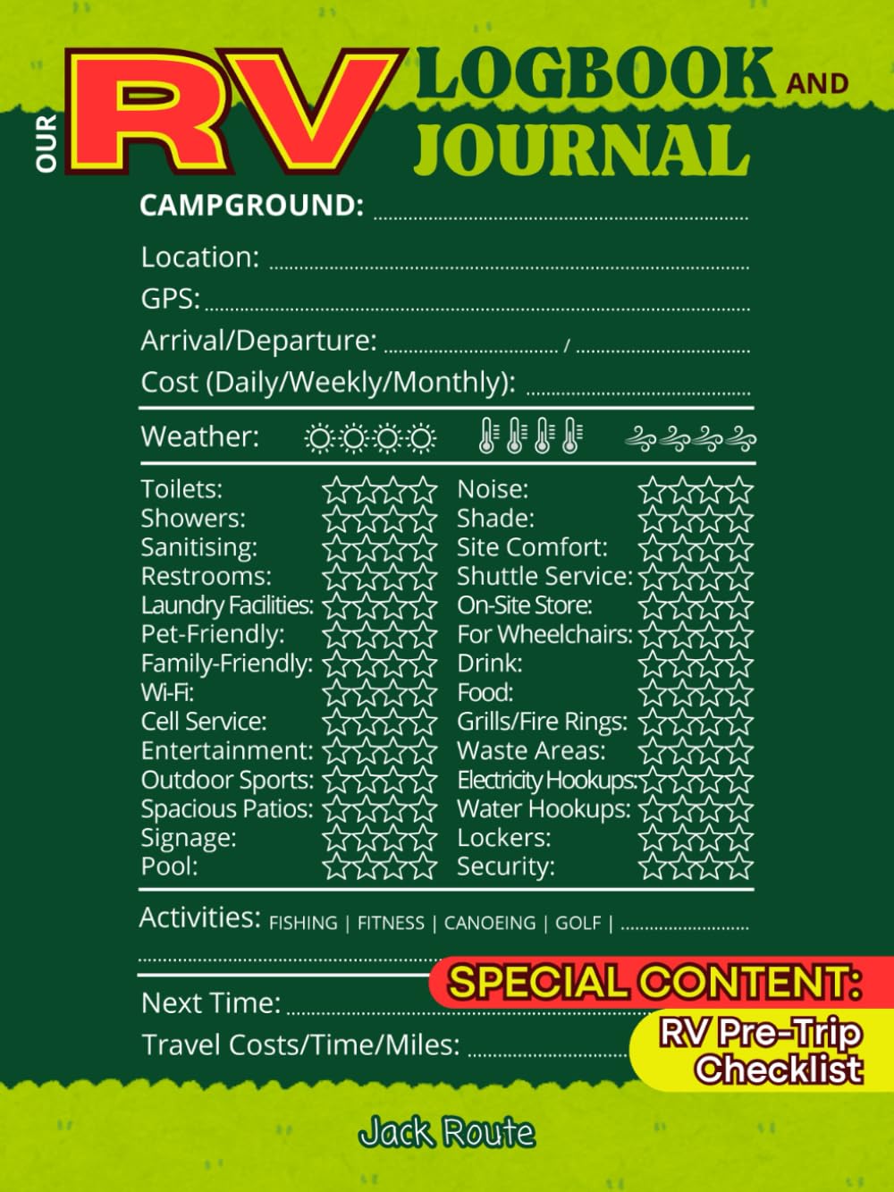 OUR RV LOGBOOK AND JOURNAL: with RV Checklist and Diary: Gift Ideas for RV Owners, Camping and Travel Lovers with Campground Log