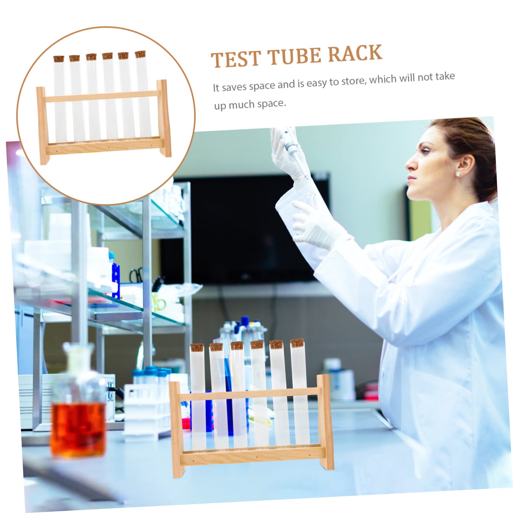 Soporte Diseño Estable Tubos de Ensayo Madera e de y Adecuado para Previene Caídas Aceites Esenciales Perfumes Laboratorio Instituto de Investigación