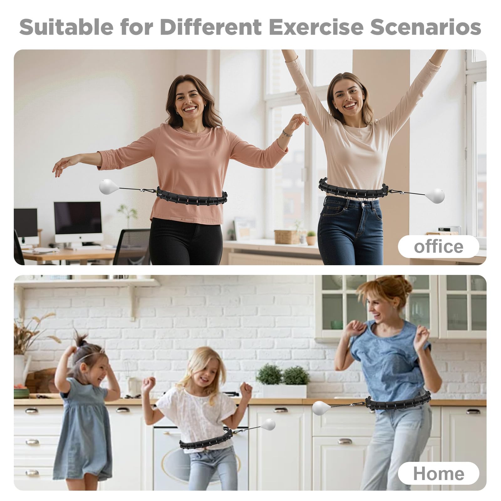 Smart Queen Cerchio silenzioso con 24 nodi staccabili, zavorrato, Infinity Hula Fit Hoop per adulti per perdere peso, ideale per donne e principianti