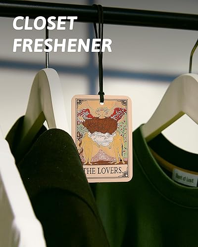 Miniatura 5 de Ambientador de aire retro bohemio con tarjeta de tarot para automóvil, 4 piezas, estrellas, sol, luna, amantes del ambientador colgante para autos,