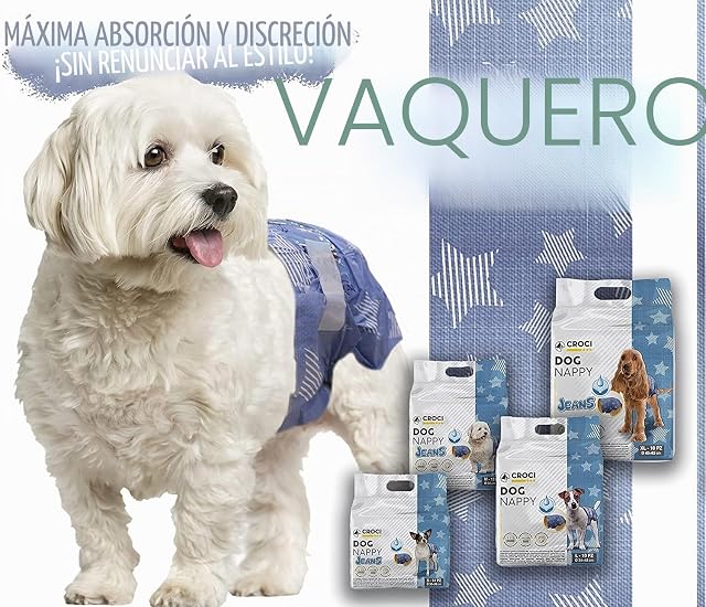 Foto 4 de 4 de Croci Dog Nappy Jeans - Bragas absorbentes para Perras, Talla M