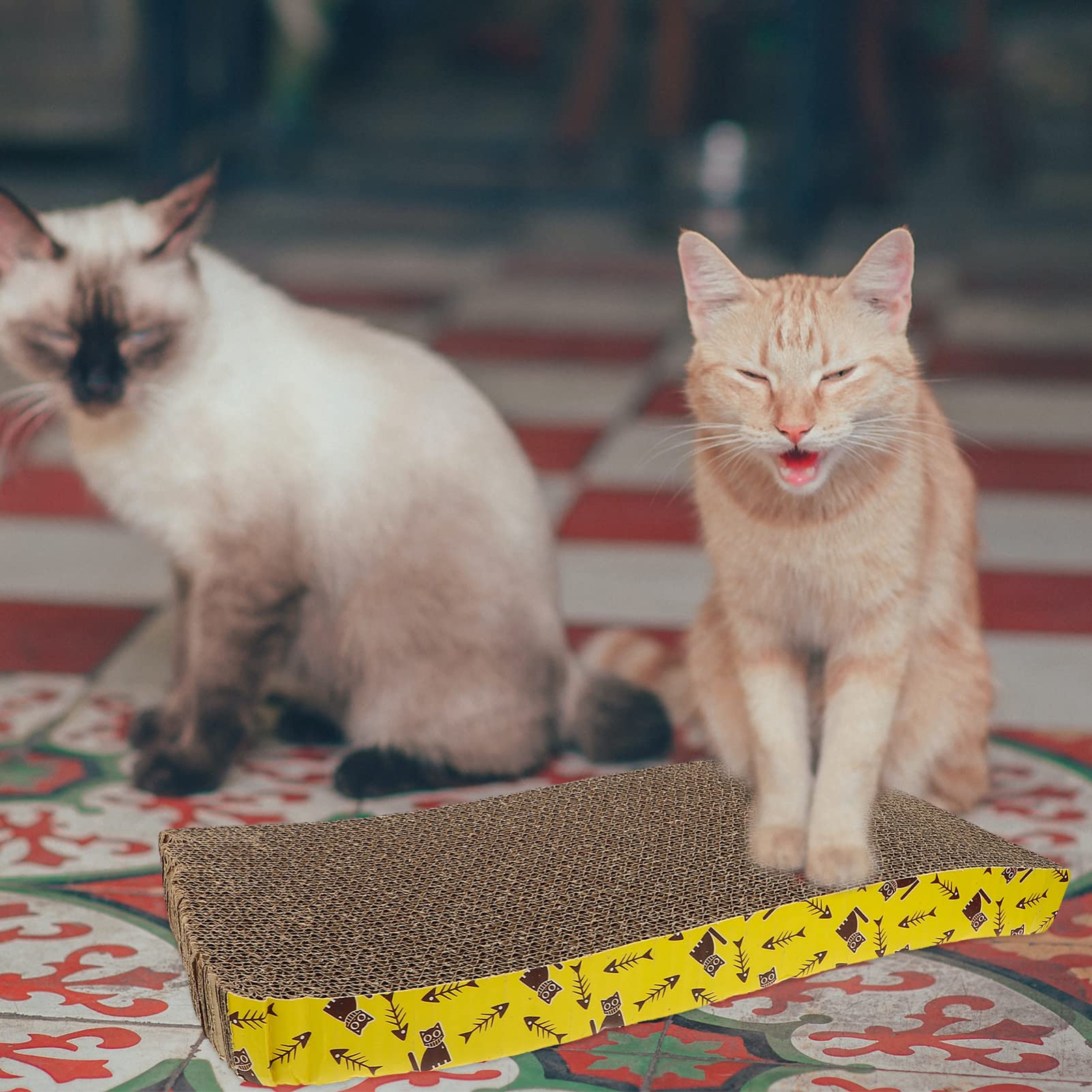 Happyyami Tiragraffi in Cartone Ondulato per Gatti 2pezzi Gioco Domestico per Sfogare Graffio