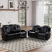 Vista 28 de Juego de sofá reclinable eléctrico para sala de estar, sofás reclinables de cuero caqui con puerto USB, sofá de cuero con sillón reclinable