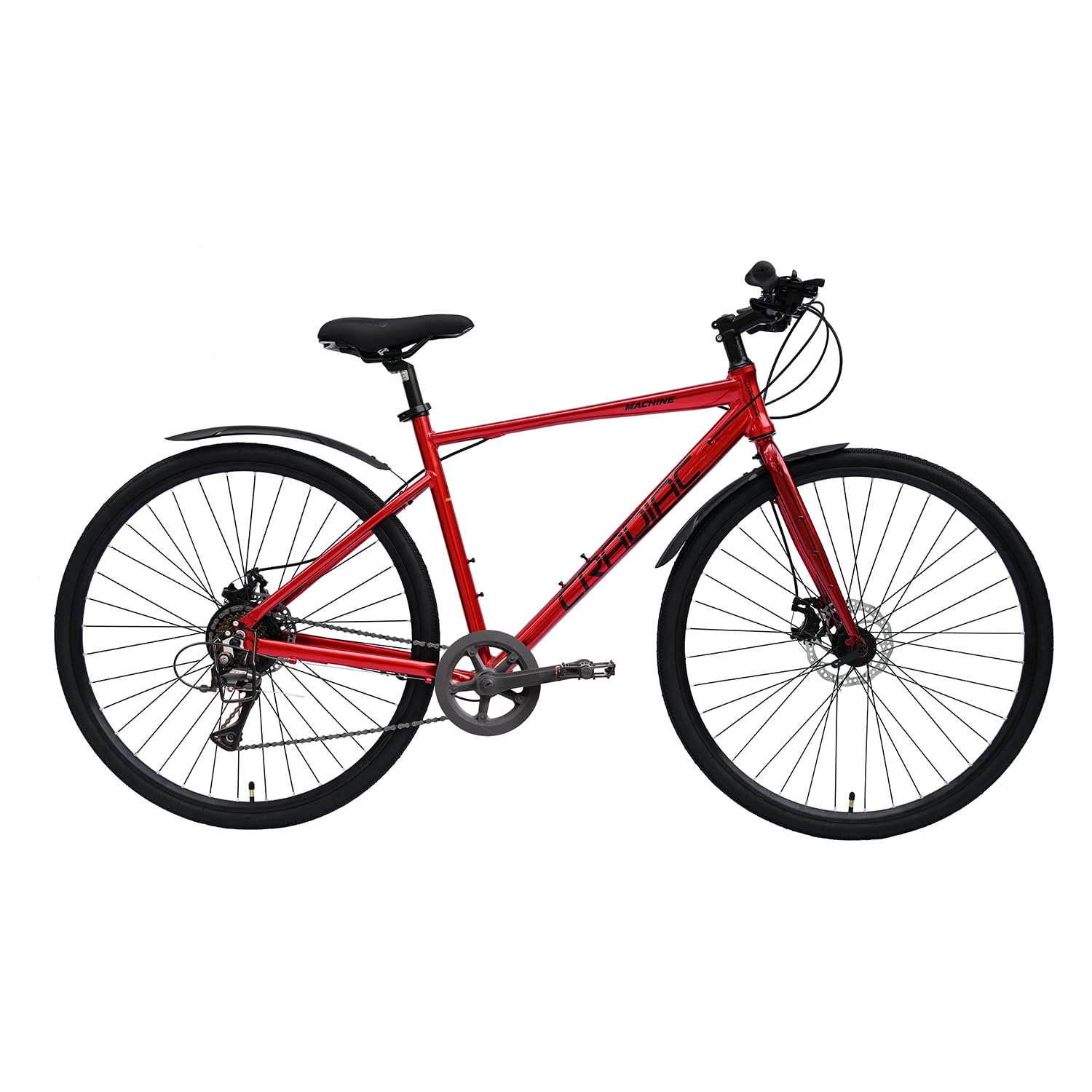 CRADIAC - Machine X | 8Speed 6061 Alloy Hybrid Cycle 8 Geared Bicycle for Men with Rigid Fork & Hydraulic Disc Brake Hybrid Bike | Ideal for 15+ Years, Unisex, Frame Size : 19.5 Inch, Metalic Red-image-40