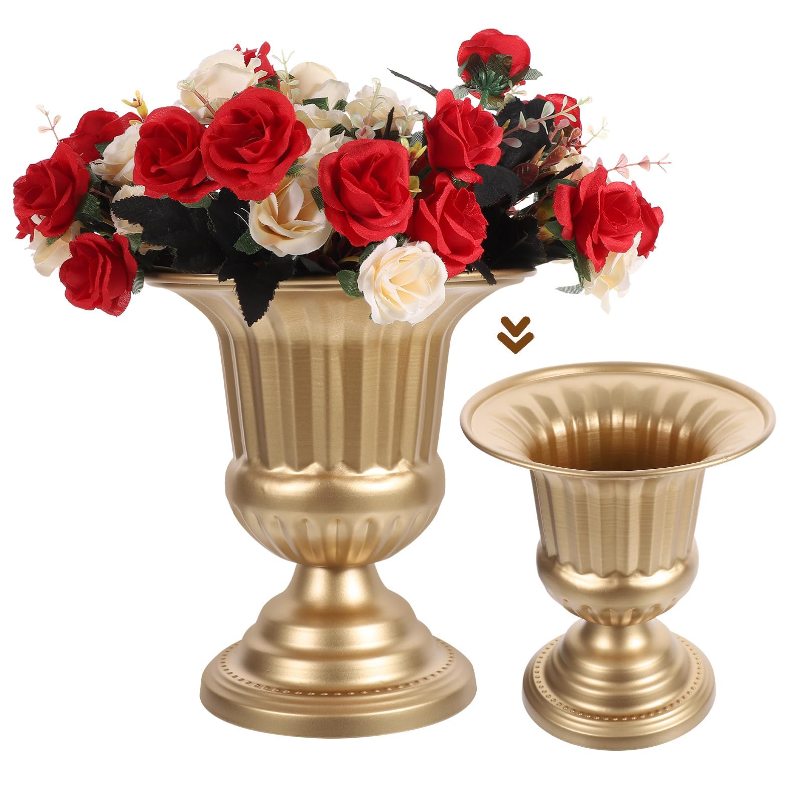 ARTIBETTER Goldene Vintage Metall Blumenvase Tischdeko Blumenhalter Eisen Blumentopf für Wohnraum und Hochzeitsfeier