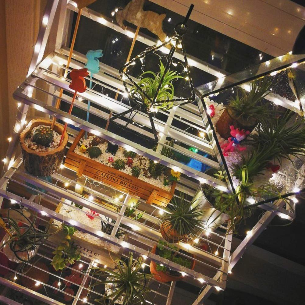 Luci Natalizie,Luci LED da Fata,Luci stellate a Corde Impermeabili Bianco Caldo su Filo di Rame,luci lucciole per Interni Natalizi Esterni Decorativi,10M100LED
