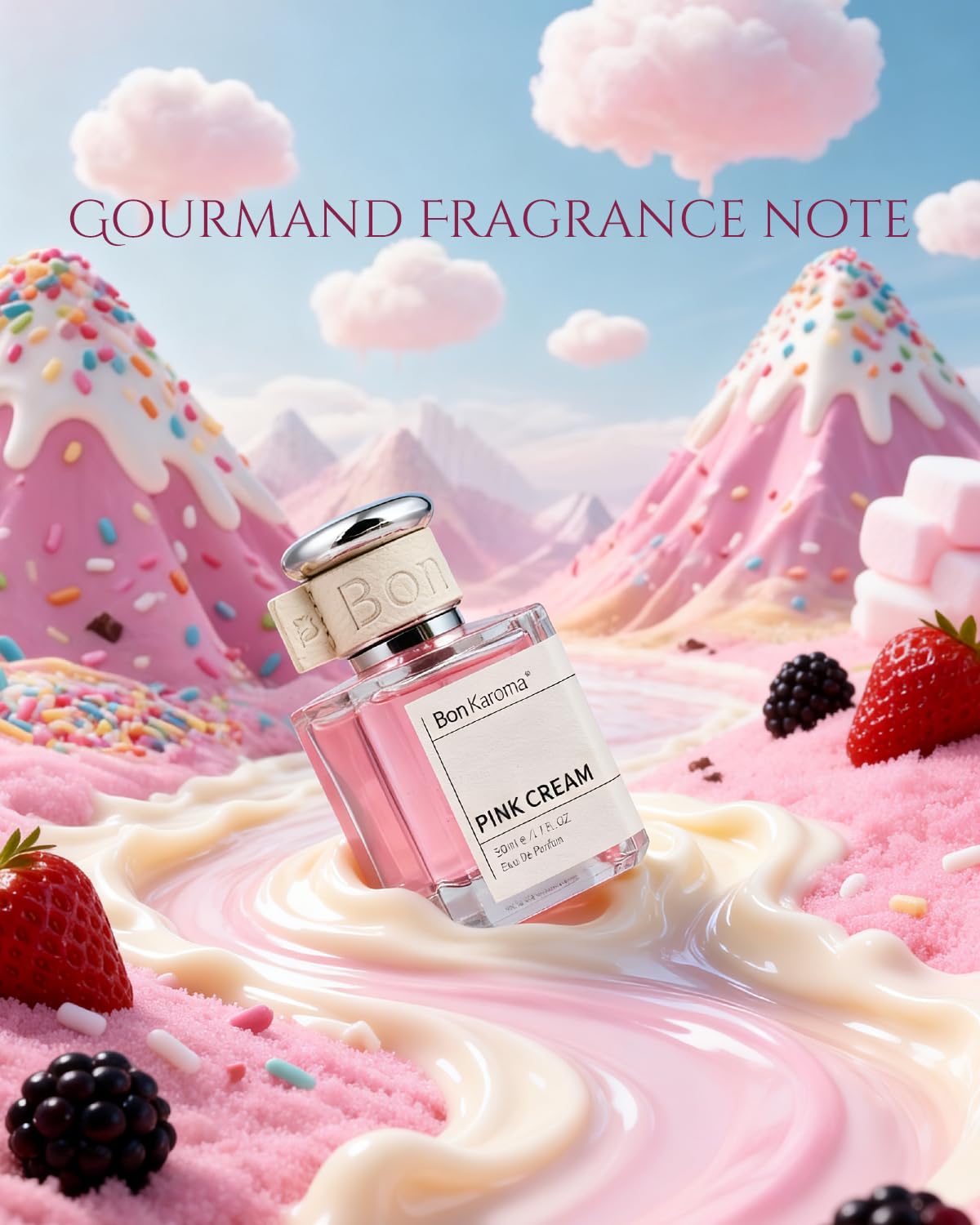 PINK CREAM - Eau de Parfum - Perfume Luxury - Gourmand Note - Long-Lasting Fragrance for Unisex, 1.7 Ounce / 50ml (Pack of 1), Everyday Fragrance, Birthday and Holiday Gifts - Image 2