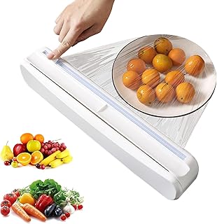 YelaJoy Plastic Wrap Dispenser with Slide Cutter – Reusable Cling Film Holder for Aluminum Foil