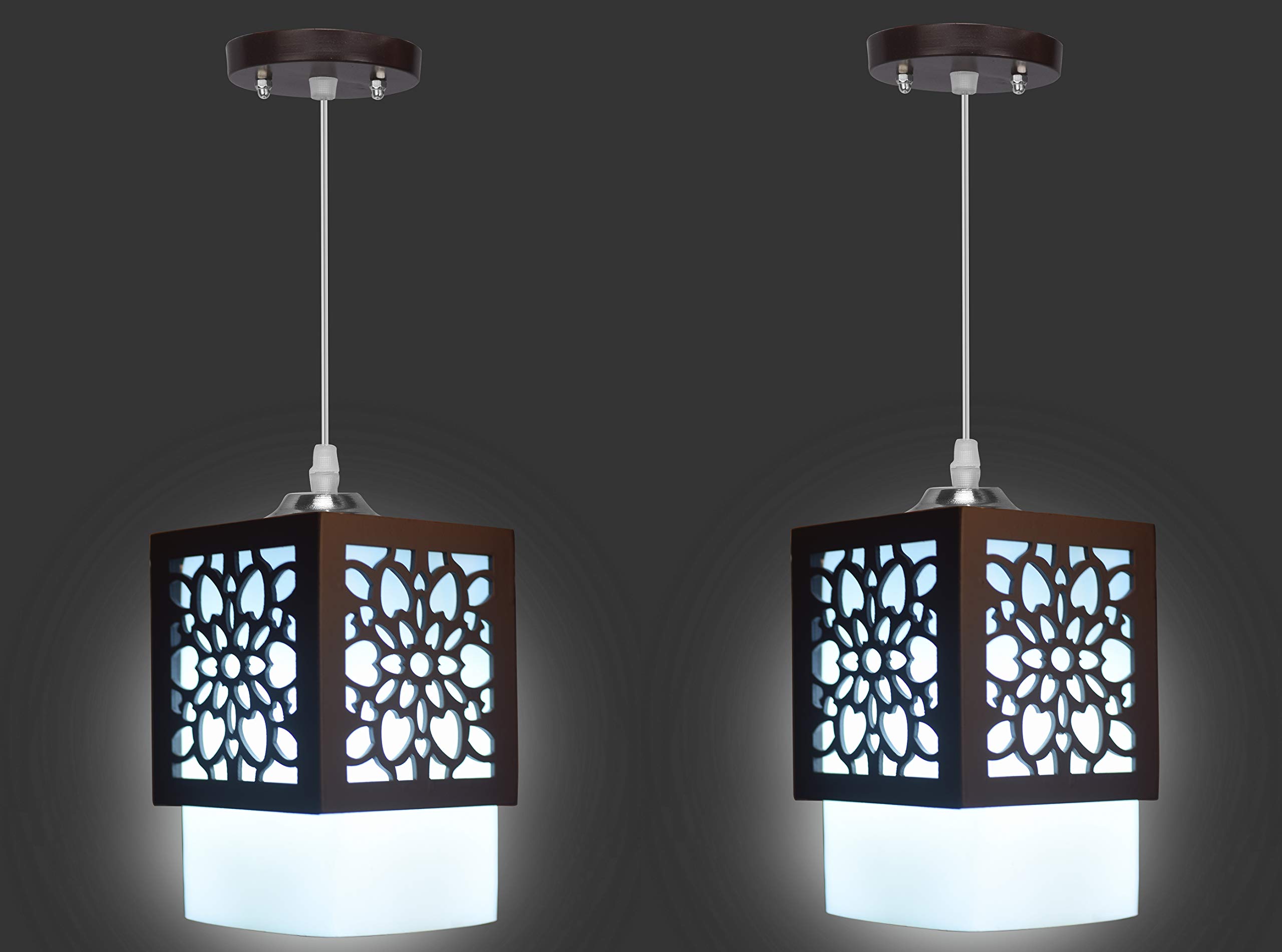 WHITERAY Wooden Sqaure Hanging Lights for Living Room/Pendant Lights for Ceiling for Home Decoration/Bedroom/Living Room/Kitchen/Restaurent/Bars/Malls (Star SL (Pack of 2)) (B07M6XVLJW) Amazon Price History, Amazon Price Tracker