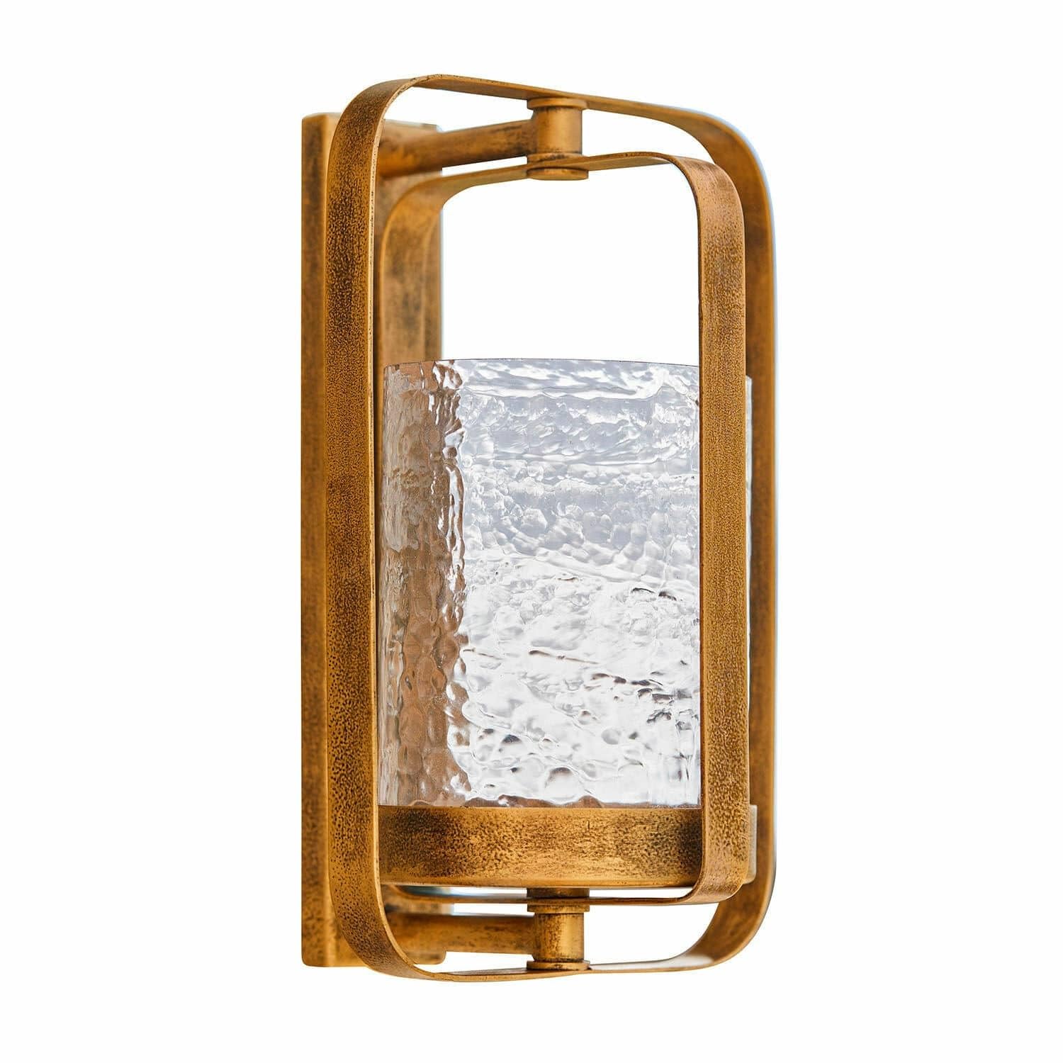 Loberon Wandkerzenhalter Vauxandre, antikgold | Kunstvoller Retro-Charme - für Stumpenkerzen - mit Glaseinsatz - Wandleuchter - Eisen