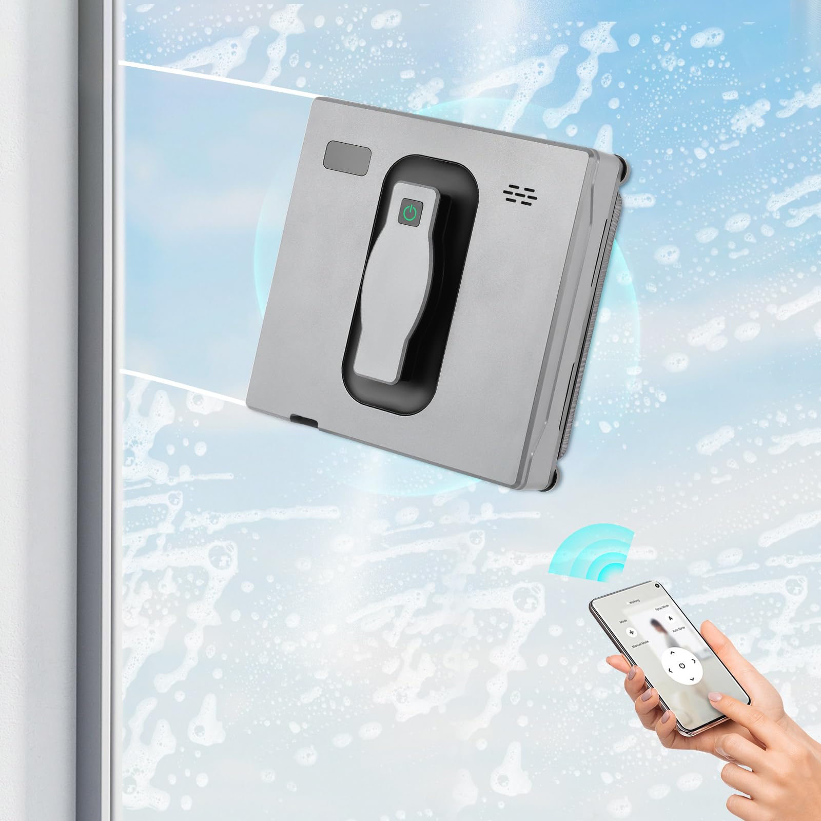Robot de limpieza de ventanas 2500Pa con mando a distancia APP para cristal de gran altura | Robot limpiador de ventanas automático con sistema de pulverización doble y 3 modos de limpieza para ventanas sin rayas