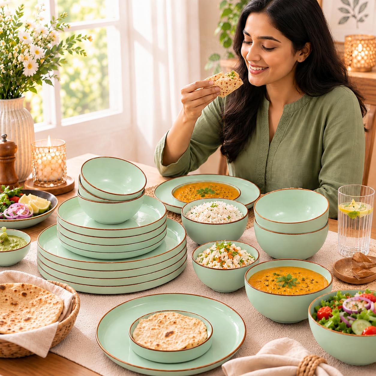 MARKET 99 Plato Dinner Set - 20 Pcs Rusty Green -2