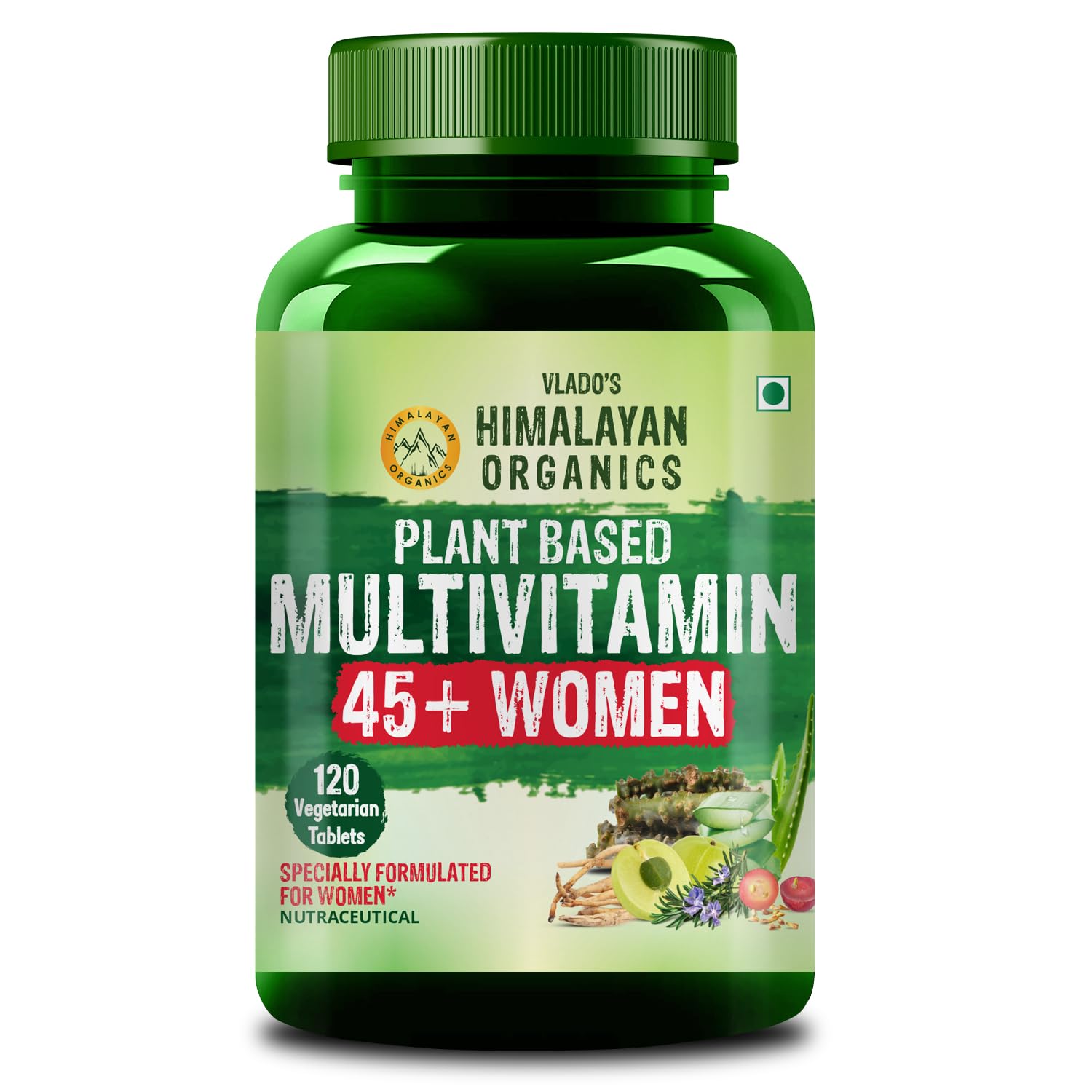 Vlado’s Himalayan Organics Plant Based Multivitamin Women 45+ Supplement - 120 Veg Tablets | Enhances Immunity | Boosts Energy Levels | Supports Memory | Good For Hair & Skin