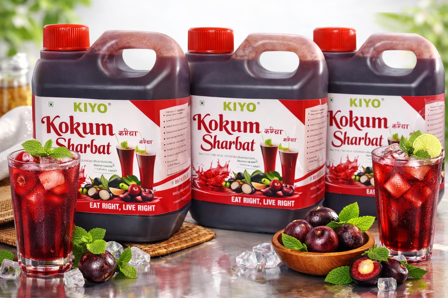 Kiyo Tropical Kokum Splash Sharbat Concentrate - 500 ML * 3 Bottles (1500 ML Total)-image-26