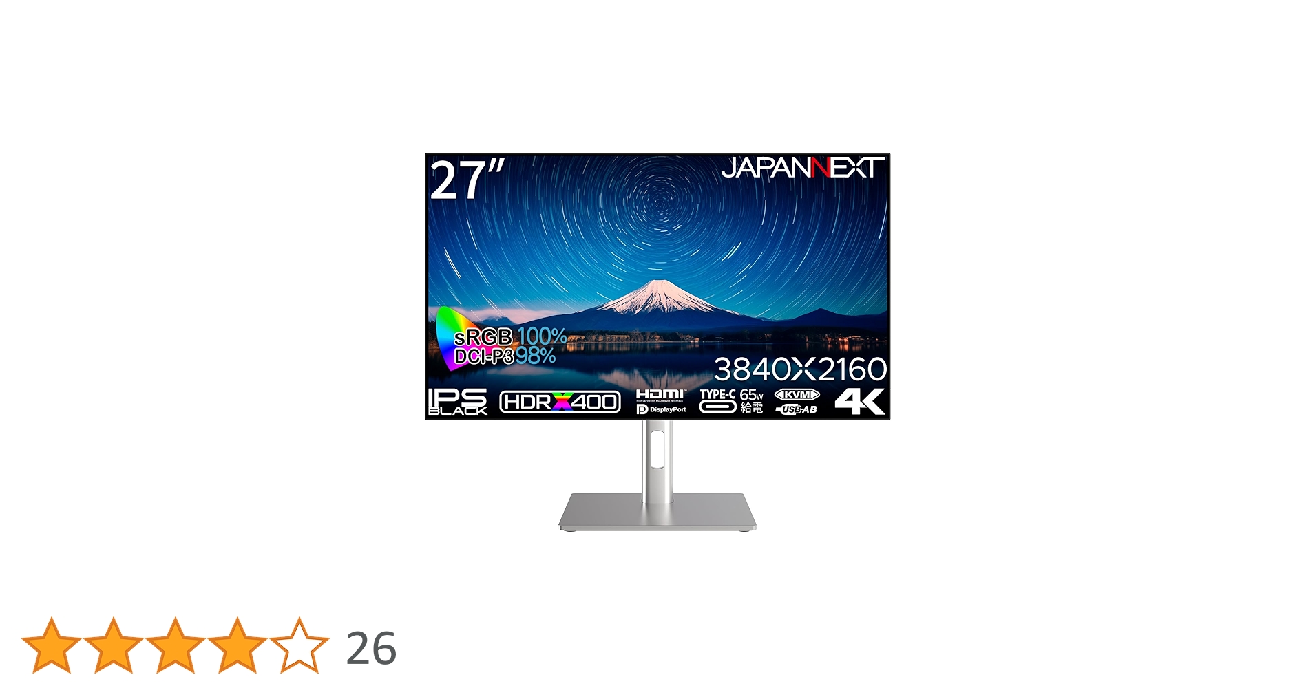 JAPANNEXT 27インチ 4KモニターN-iB4FL272U-C6-H Amazon.co.jp限定】JAPANNEXT 27インチ IPS BLACKパネル搭載 4K