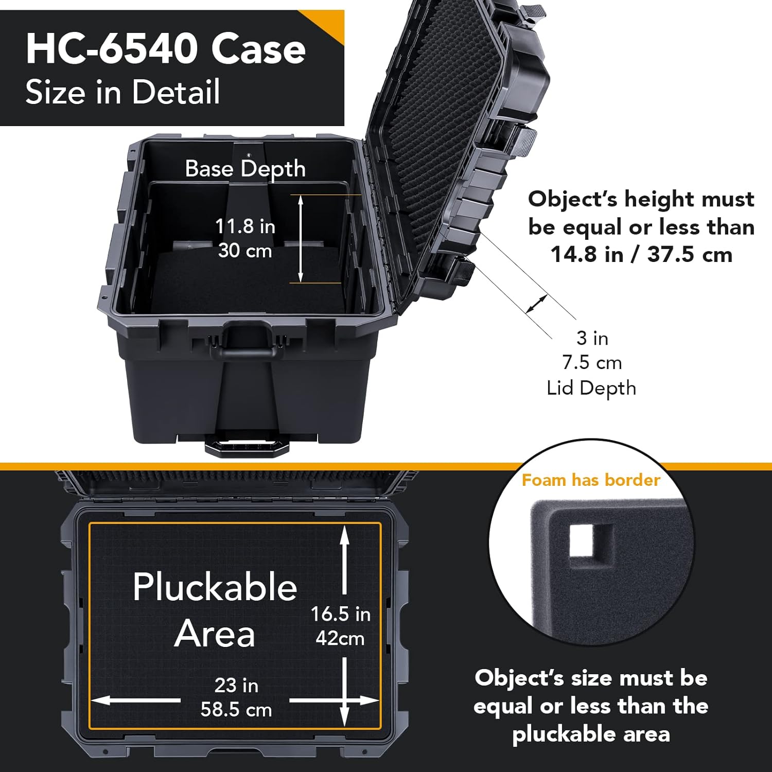 Lykus HC-6540 Large Waterproof Hard Case with Wheels and Customizable Foam, Interior Size 25.6x18.9x15 inch, Suitable for large electronic equipment and more - Image 3