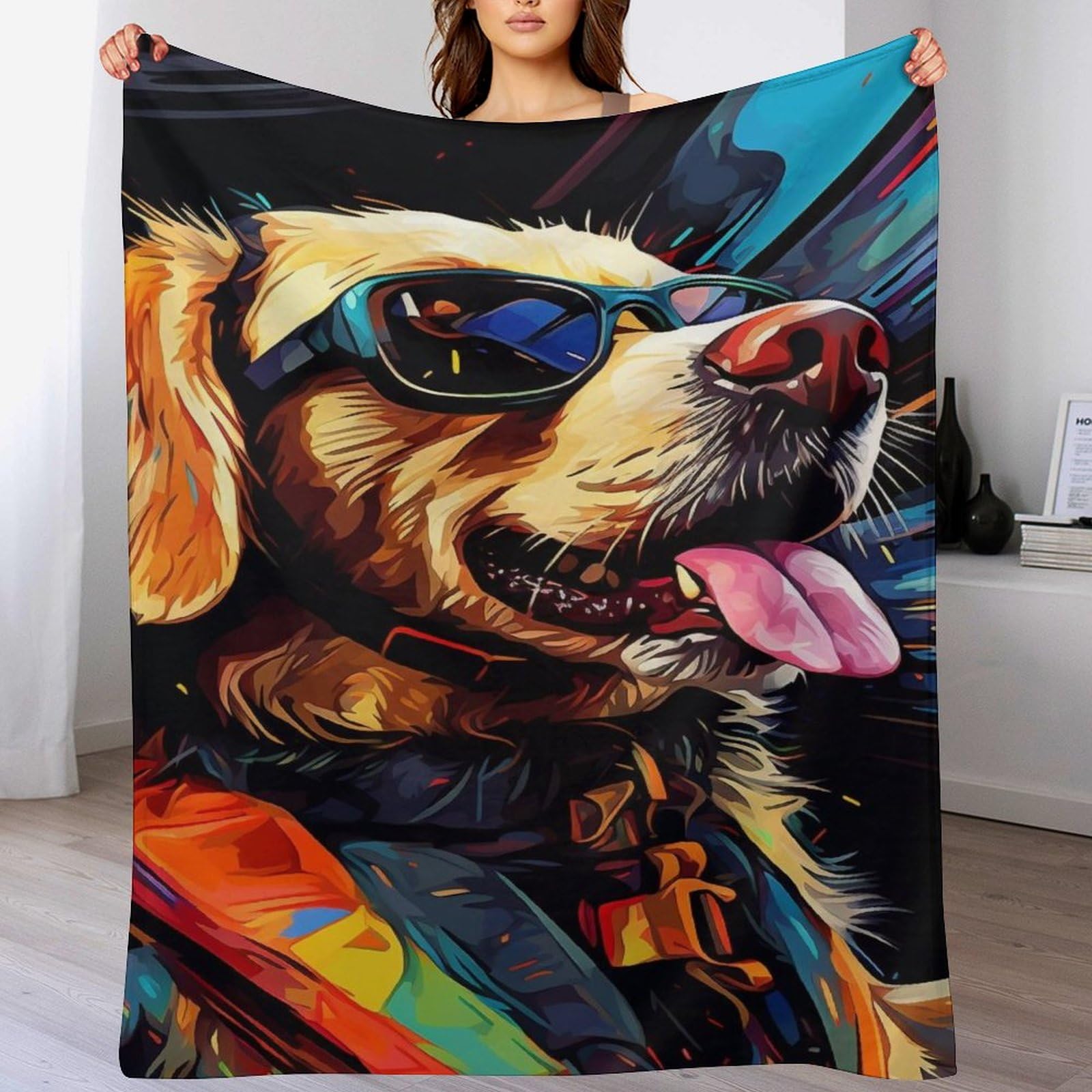 Couverture en chien 150x200cm plaid en flanelle grise douce pour lit