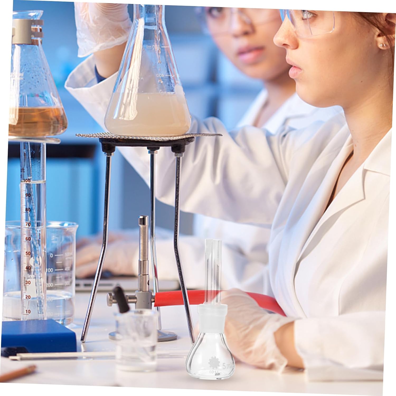 Healifty Glass Pycnometer with Perforated Stopper Flat Bottom Specific Gravity Bottle for Lab Density Measurement Chemical Resistant Empty Glass Lab Bottle for Liquids and Powders