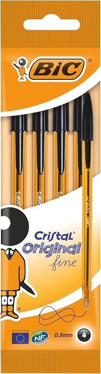 BIC Cristal Fine Ballpoint Pen Pack of 4 black