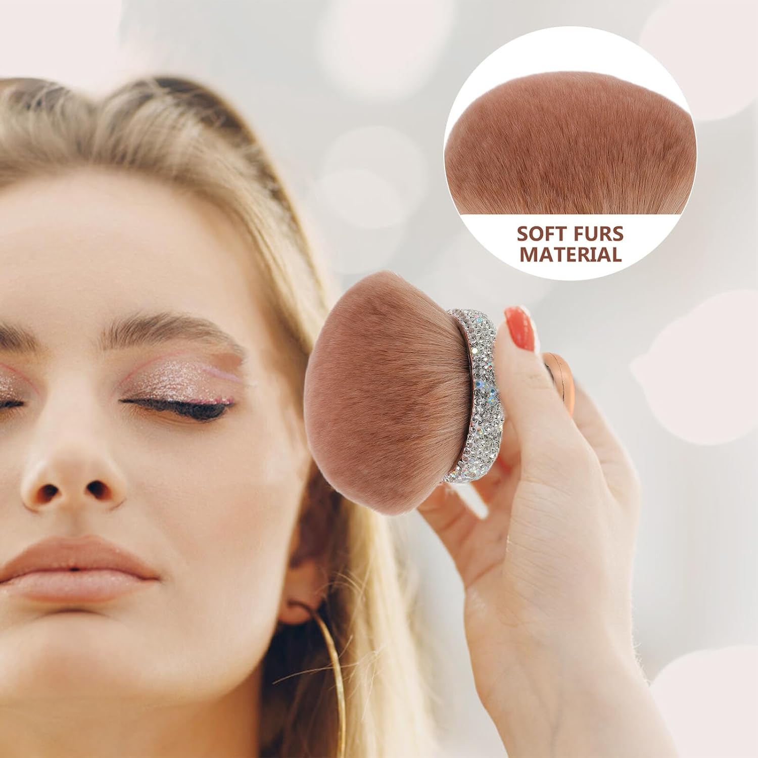 Luxury Makeup Brush Set Rose Gold Mushroom Head Blush Brush with Soft Dense Bristles for Powder Setting and Contouring Travel-friendly Face Makeup Tool for Women