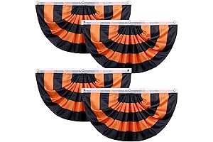 4 Pcs Flag Bunting Halloween Bunting Half Fan Hanging Pleated Flag Banner for Halloween Decorations