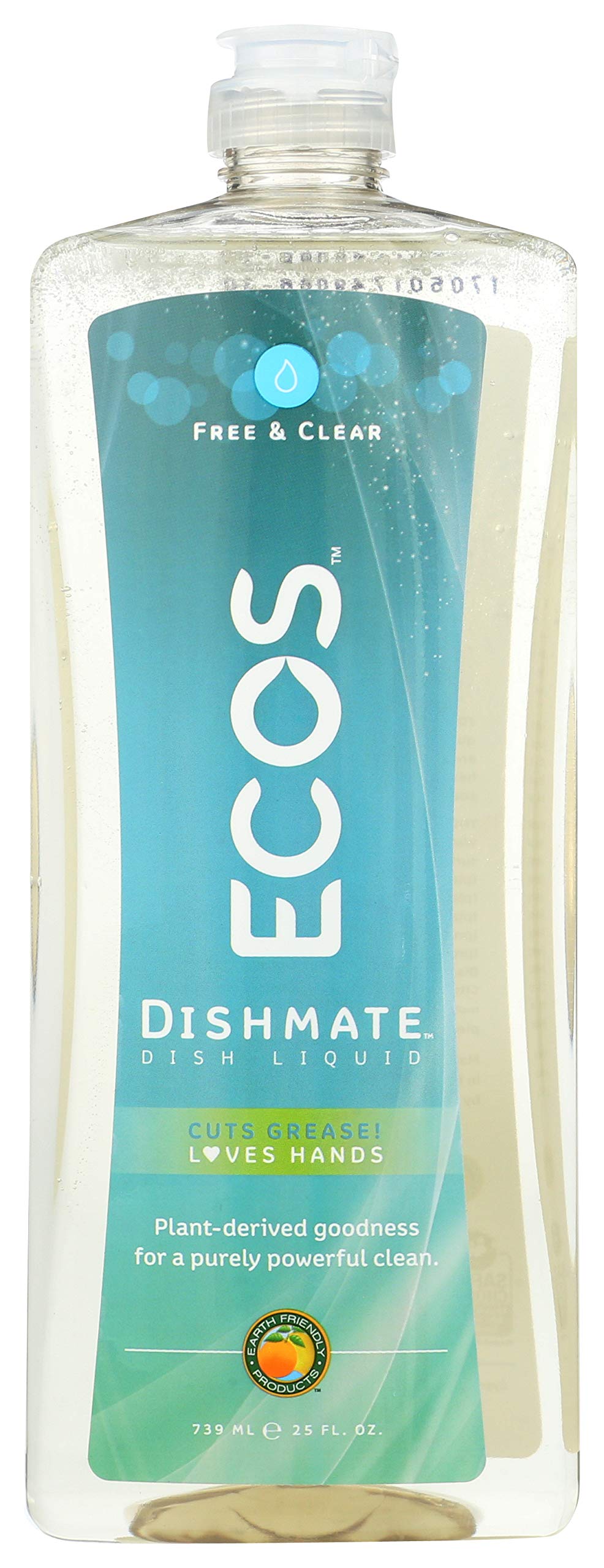 ECOSDish Soap - Cuts Grease & Food Residue - No Harsh Chemicals - Hypoallergenic for Sensitive Skin - Recyclable - Sustainable Liquid Dishwashing Soap - Unscented, 25 Fl Oz